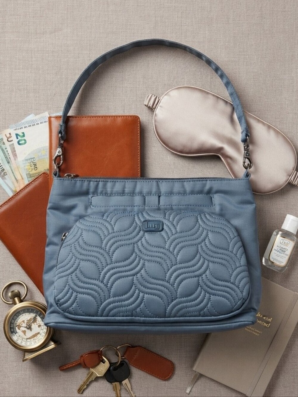 Lug Samba Blue Quilted Shoulder Bag Purse